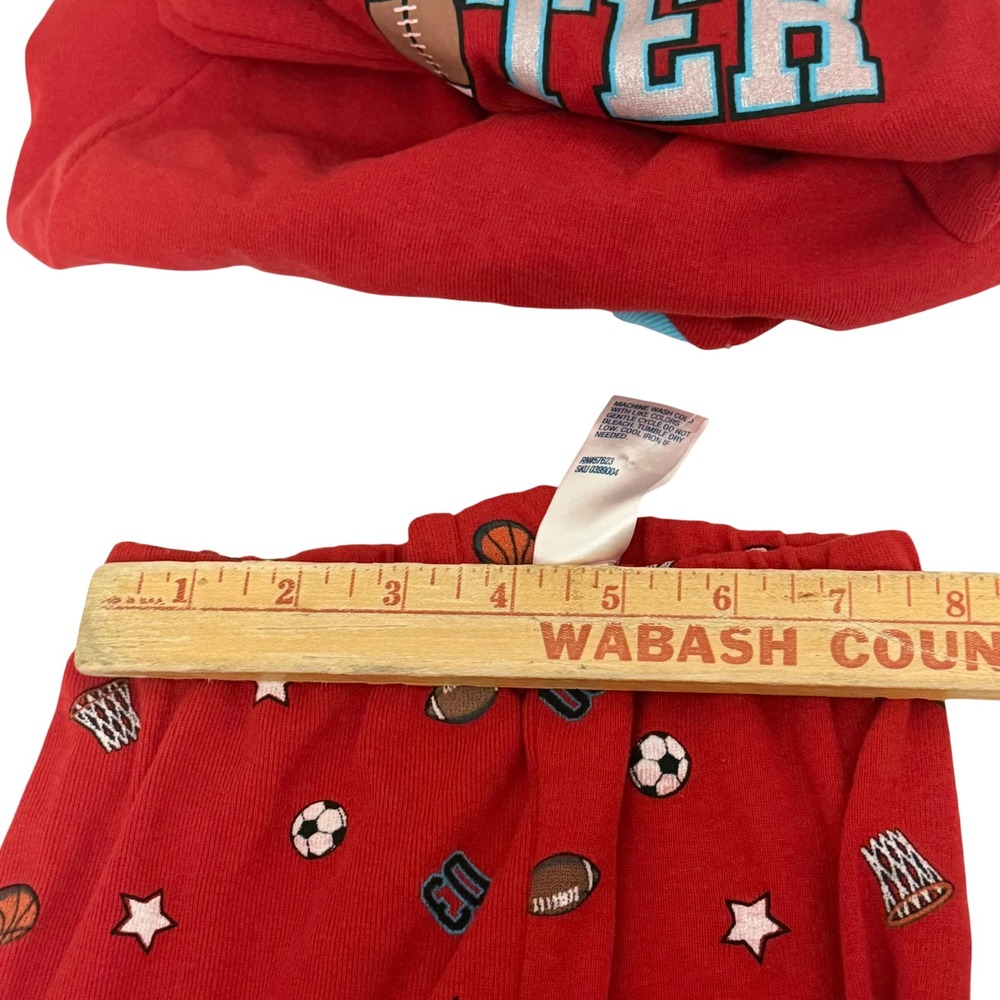 Highland Originals Kids Red Sports Pajama Set Play Now Sleep Later Size 5/6 - Picture 5 of 9
